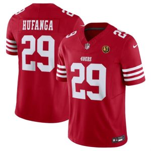 Men San Francisco 49ers #29 Talanoa Hufanga Red 2023 F.U.S.E. With John Madden Patch Vapor Limited Football Stitched Jersey