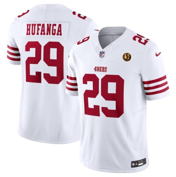 Men San Francisco 49ers #29 Talanoa Hufanga White 2023 F.U.S.E. With John Madden Patch Vapor Limited Football Stitched Jersey