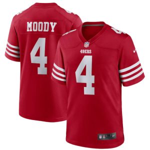 Men San Francisco 49ers #4 Jake Moody Red Football Stitched Game Jersey