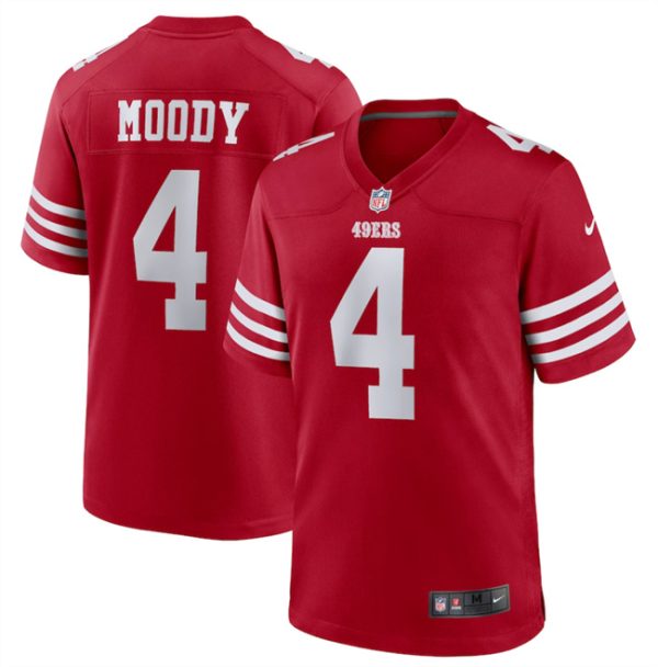 Men San Francisco 49ers #4 Jake Moody Red Football Stitched Game Jersey