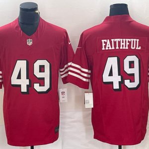 Men San Francisco 49ers #49 Faithful New Red 2023 F.U.S.E. Football Stitched Jersey