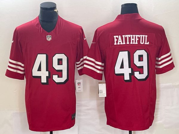 Men San Francisco 49ers #49 Faithful New Red 2023 F.U.S.E. Football Stitched Jersey