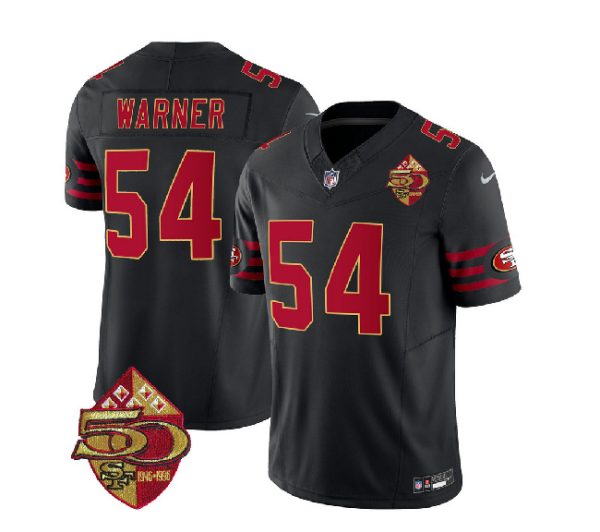 Men San Francisco 49ers #54 Fred Warner Black 2023 F.U.S.E. 50th Patch Throwback Football Stitched Jersey