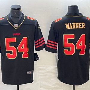 Men San Francisco 49ers #54 Fred Warner Black Gold Stitched Jersey