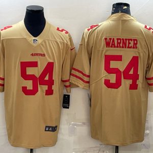 Men San Francisco 49ers #54 Fred Warner Gold Stitched Football Jersey