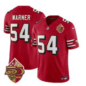 Men San Francisco 49ers #54 Fred Warner Red 2023 F.U.S.E. 50th Patch Throwback Football Stitched Jersey