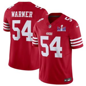 Men San Francisco 49ers #54 Fred Warner Red 2023 F.U.S.E. NFC West Champions Patch Football Stitched Jersey