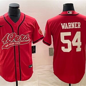 Men San Francisco 49ers #54 Fred Warner Red Cool Base Stitched Baseball Jersey