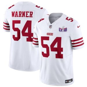 Men San Francisco 49ers #54 Fred Warner White 2023 F.U.S.E. NFC West Champions Patch Football Stitched Jersey