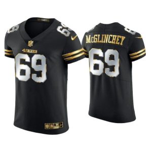 Men San Francisco 49ers #69 Mike McGlinchey Black Golden Edition Stitched Football Jersey