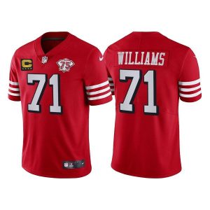 Men San Francisco 49ers #71 Trent Williams Red 75th Anniversary With C Patch Vapor Untouchable Limited Stitched Football Jersey