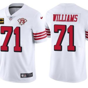 Men San Francisco 49ers #71 Trent Williams White 75th Anniversary With C Patch Vapor Untouchable Limited Stitched Football Jersey