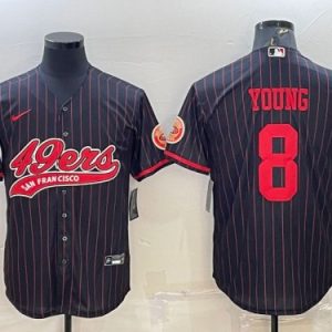 Men San Francisco 49ers #8 Steve Young Black With Patch Cool Base Stitched Baseball Jersey