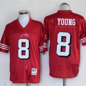 Men San Francisco 49ers #8 Steve Young Red Stitched Football Jersey