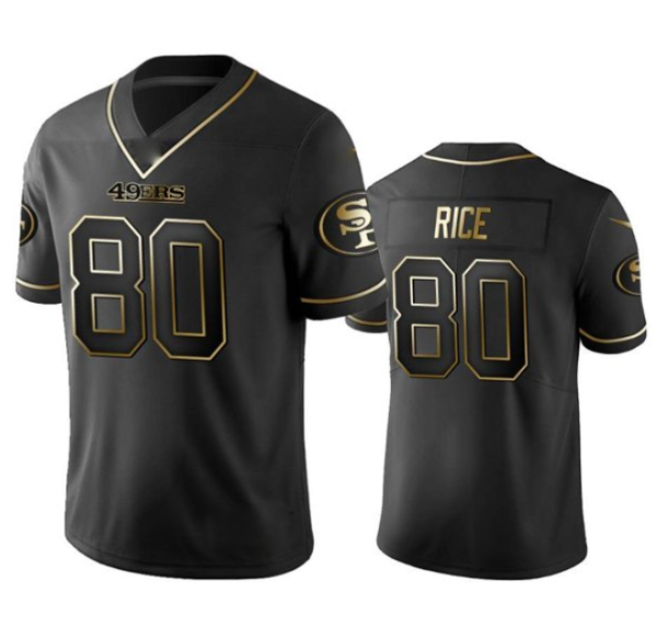 Men San Francisco 49ers #80 Jerry Rice Black Gold Stitched Jersey