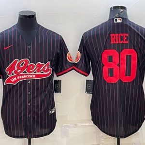 Men San Francisco 49ers #80 Jerry Rice Black With Patch Cool Base Stitched Baseball Jersey