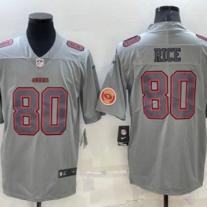 Men San Francisco 49ers #80 Jerry Rice Gray With Patch Atmosphere Fashion Stitched Jersey