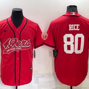 Men San Francisco 49ers #80 Jerry Rice Red Cool Base Stitched Baseball Jersey