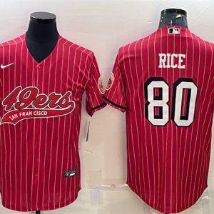 Men San Francisco 49ers #80 Jerry Rice Red With Patch Cool Base Stitched Baseball Jersey