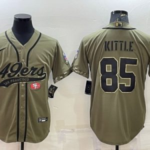 Men San Francisco 49ers #85 George Kittle 2022 Olive Salute To Service Cool Base Stitched Baseball Jersey