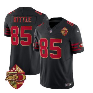 Men San Francisco 49ers #85 George Kittle Black 2023 F.U.S.E. 50th Patch Throwback Football Stitched Jersey