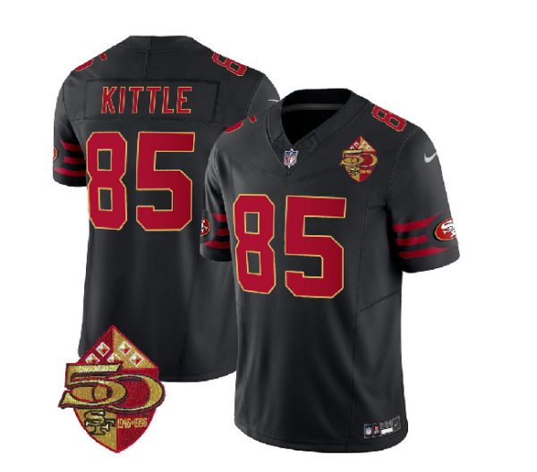 Men San Francisco 49ers #85 George Kittle Black 2023 F.U.S.E. 50th Patch Throwback Football Stitched Jersey