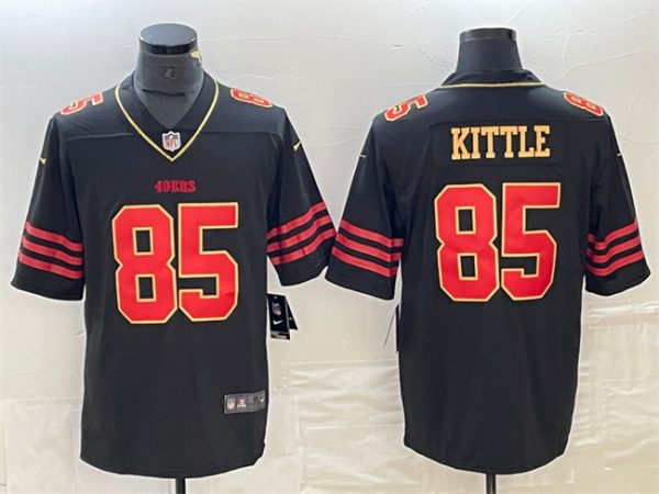 Men San Francisco 49ers #85 George Kittle Black Gold Football Stitched Jersey