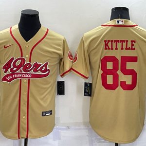 Men San Francisco 49ers #85 George Kittle Gold Cool Base Stitched Baseball Jersey