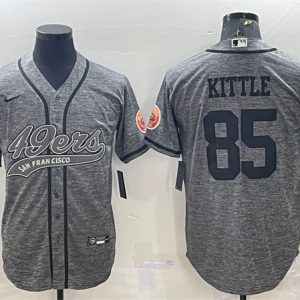 Men San Francisco 49ers #85 George Kittle Gray With Patch Cool Base Stitched Baseball Jersey