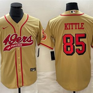 Men San Francisco 49ers #85 George Kittle New Gold Cool Base Stitched Baseball Jersey