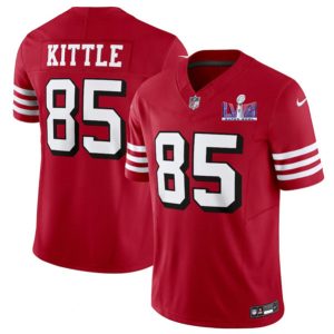 Men San Francisco 49ers #85 George Kittle New Red 2024 F.U.S.E. Super Bowl LVIII Patch Vapor Untouchable Limited Football Stitched Jersey