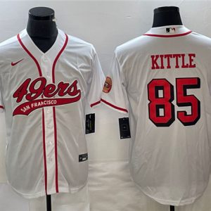 Men San Francisco 49ers #85 George Kittle New White Cool Base Stitched Baseball Jersey