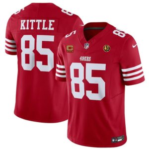 Men San Francisco 49ers #85 George Kittle Red 2023 F.U.S.E. With 4-star C Patch And John Madden Patch Vapor Limited Football Stitched Jersey