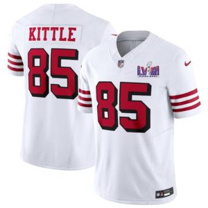 Men San Francisco 49ers #85 George Kittle White 2023 F.U.S.E. NFC West Champions Patch Alternate Football Stitched Jersey