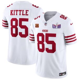 Men San Francisco 49ers #85 George Kittle White 2024 F.U.S.E. Super Bowl LVIII Patch And 4-star C Patch Vapor Untouchable Limited Stitched Jersey