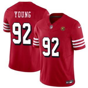 Men San Francisco 49ers #92 Chase Young New Red 2023 F.U.S.E. With John Madden Patch Vapor Limited Football Stitched Jersey