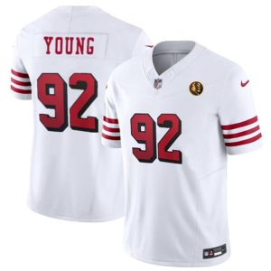 Men San Francisco 49ers #92 Chase Young New White 2023 F.U.S.E. With John Madden Patch Vapor Limited Football Stitched Jersey