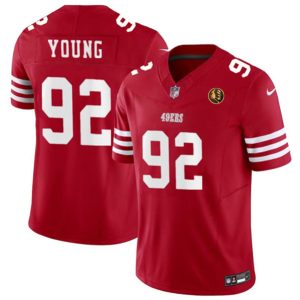 Men San Francisco 49ers #92 Chase Young Red 2023 F.U.S.E. With John Madden Patch Vapor Limited Football Stitched Jersey