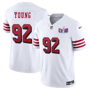 Men San Francisco 49ers #92 Chase Young White 2023 F.U.S.E. NFC West Champions Patch Alternate Football Stitched Jersey