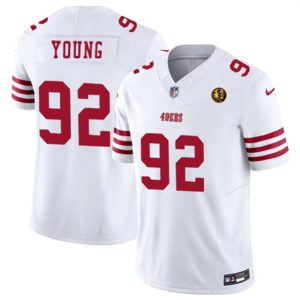 Men San Francisco 49ers #92 Chase Young White 2023 F.U.S.E. With John Madden Patch Vapor Limited Football Stitched Jersey