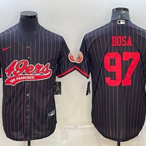 Men San Francisco 49ers #97 Nick Bosa Black Cool Base Stitched Baseball Jersey