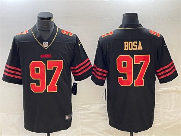 Men San Francisco 49ers #97 Nick Bosa Black Gold Football Stitched Jersey