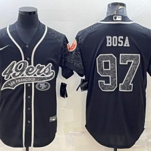 Men San Francisco 49ers #97 Nick Bosa Black Reflective With Patch Cool Base Stitched Baseball Jersey