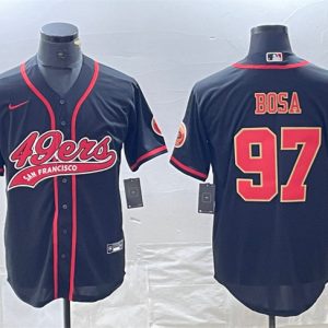 Men San Francisco 49ers #97 Nick Bosa Black With Patch Cool Base Stitched Baseball Jersey