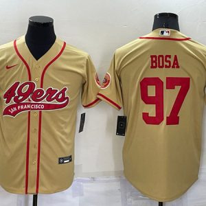 Men San Francisco 49ers #97 Nick Bosa Gold Cool Base Stitched Baseball Jersey