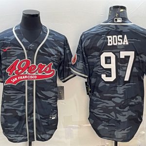 Men San Francisco 49ers #97 Nick Bosa Gray Camo With Patch Cool Base Stitched Baseball Jersey