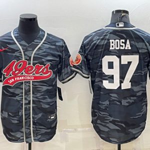 Men San Francisco 49ers #97 Nick Bosa Gray Camo With Patch Cool Base Stitched Baseball Jersey