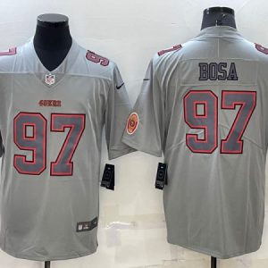 Men San Francisco 49ers #97 Nick Bosa Gray With Patch Atmosphere Fashion Stitched Jersey