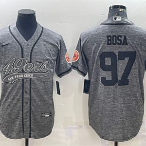 Men San Francisco 49ers #97 Nick Bosa Gray With Patch Cool Base Stitched Baseball Jersey