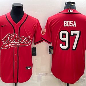 Men San Francisco 49ers #97 Nick Bosa New Red With Patch Cool Base Stitched Baseball Jersey